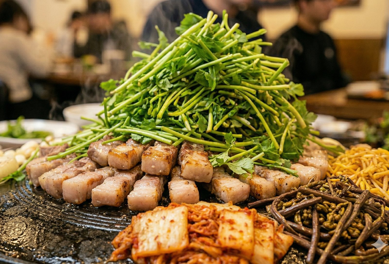 40cm 무쇠솥뚜껑 숙성 한돈 한판